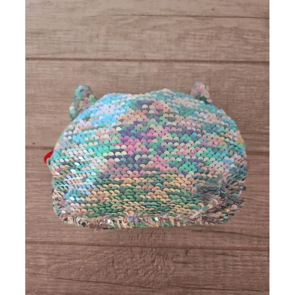 TY Fashion Blue Flippy Sequin Accessory Bag, Cosmetic Bag Whimsy the Cat